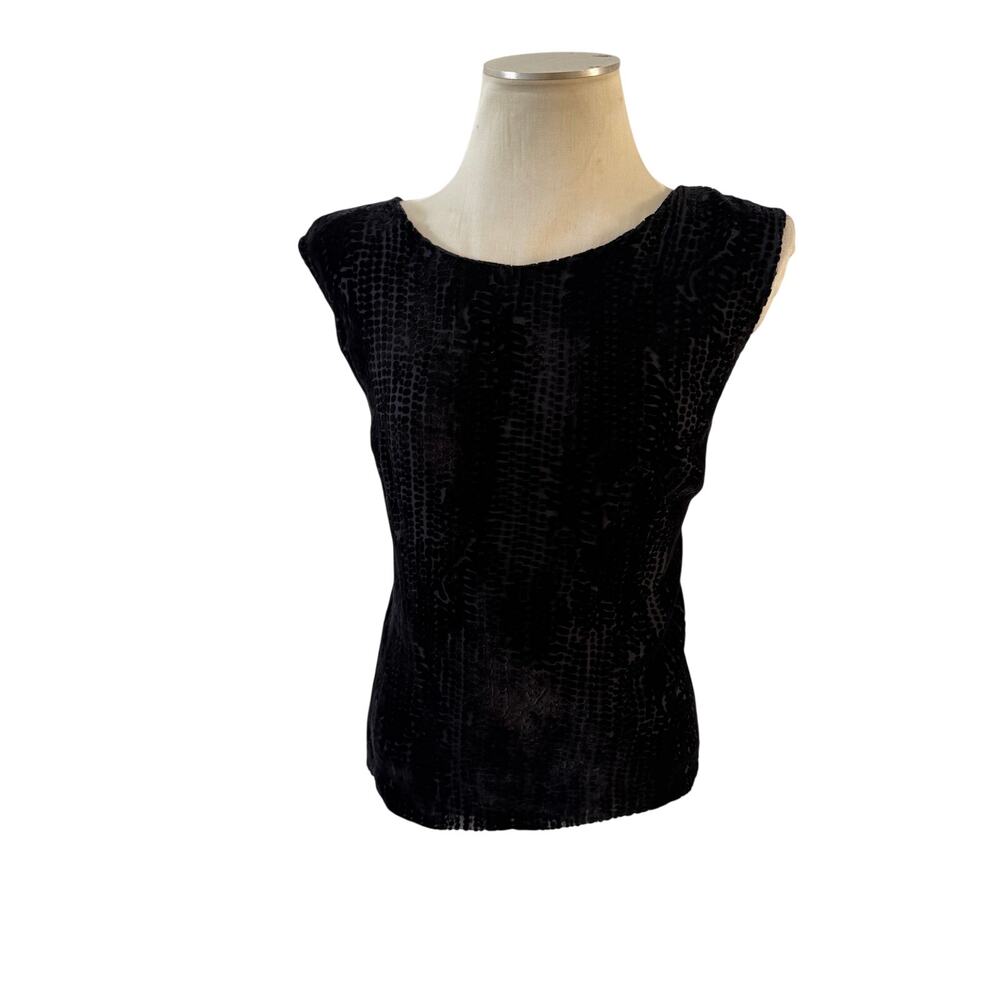 Vtg Y2K 2000s Black Burnout Velvet Plus Sz Tank Top 20W Whimsygoth Fairy Grunge